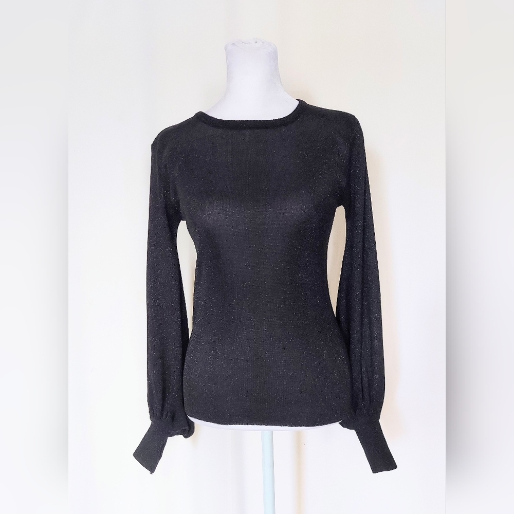 Tarri Long Sleeve Sparkle Sweater Black Size Small Vintage
